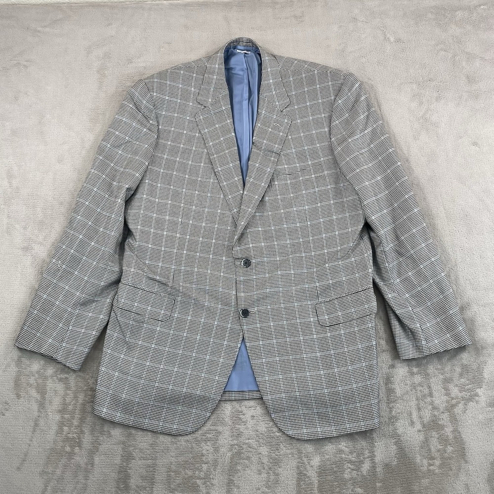 BRIONI Nomenta Blazer Sports Coat Men 46 (Tag 48)‎ Grey Houndstooth Wool Silk